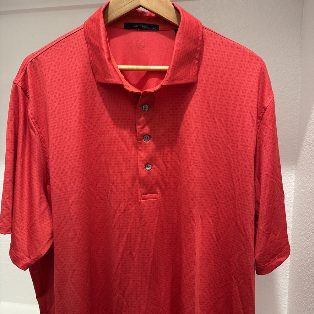 Greyson Polo Shirt Mens XXL Red Geo Print Performance Short Sleeve
